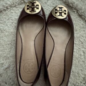 Tory Burch Dark Brown Loafers with Gold Emblem